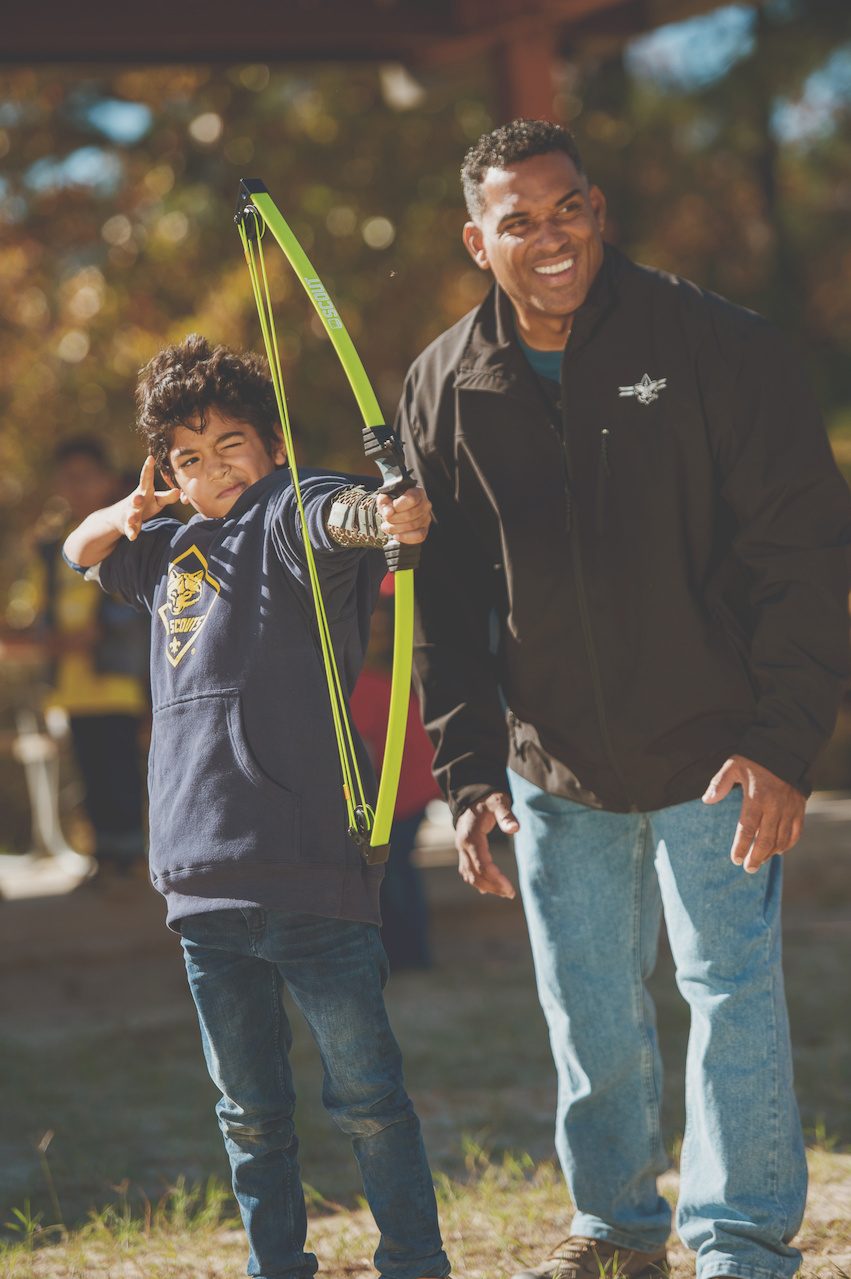Lined up at the archery range.