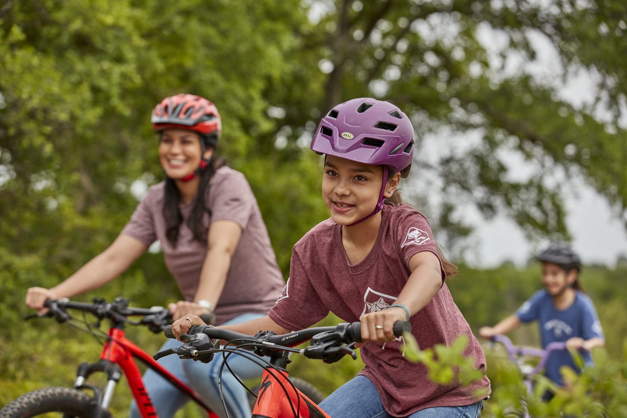 Helmets on and ready to roll.