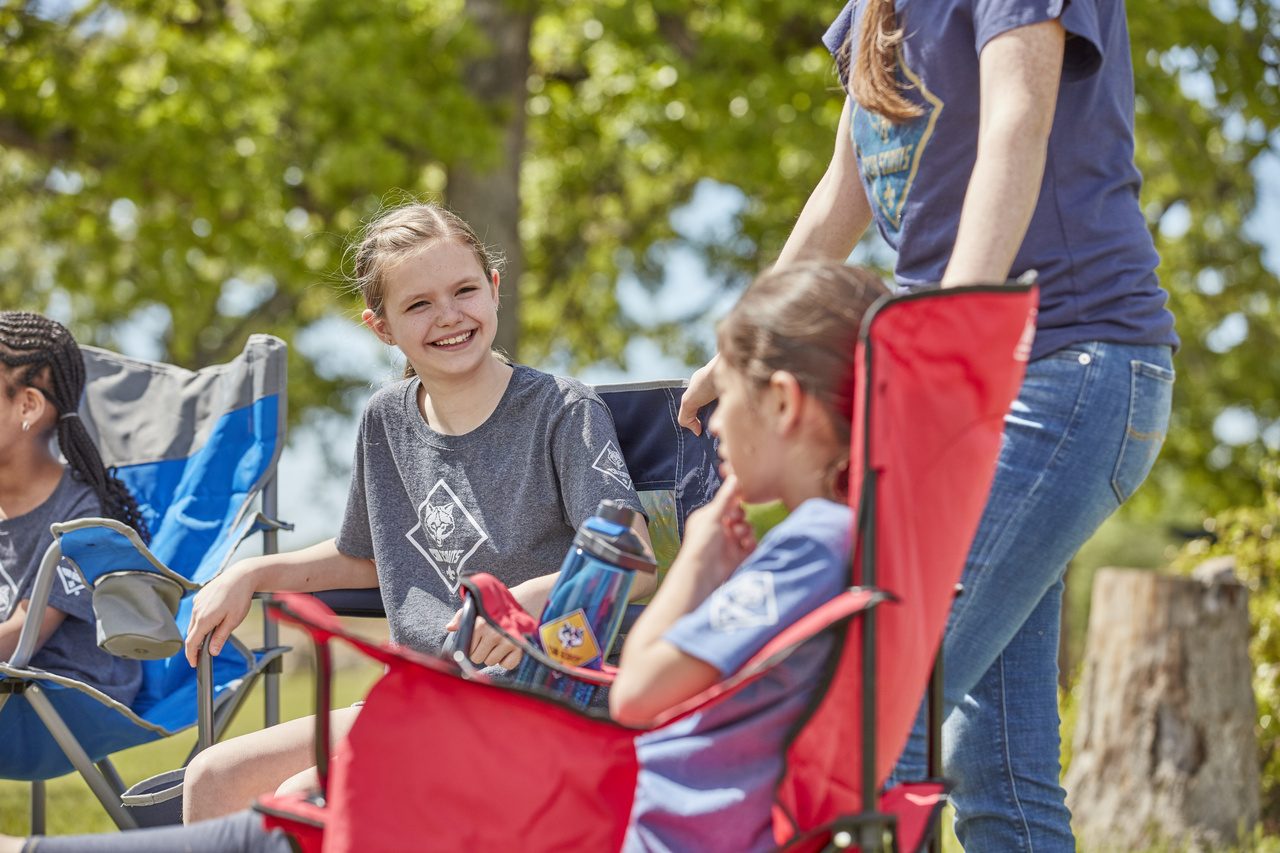 Friends at camp on a sunny afternoon.