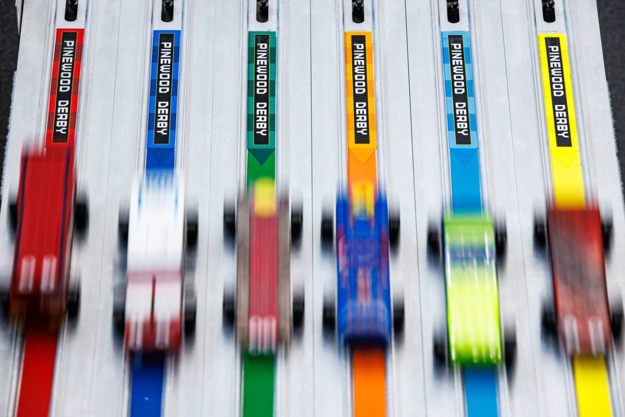 Cars staged and ready to race.